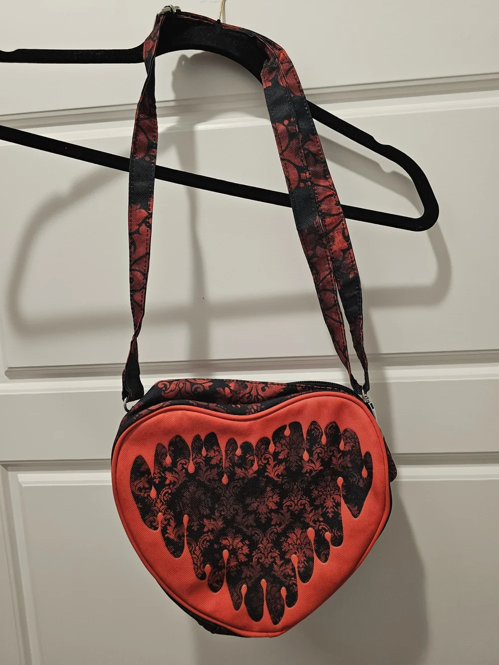 Heart-Shaped Red & Black Crossbody Bag